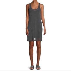 Rag & Bone Dawson Tank Dress metallic silver stripe black jersey size large